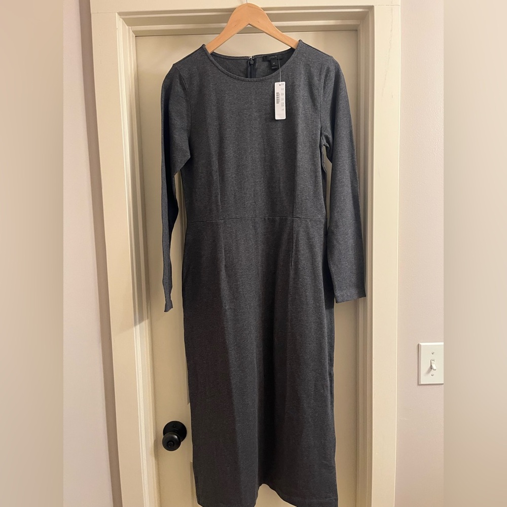 J. Crew Charcoal Long Sleeve Dress 8 Tall